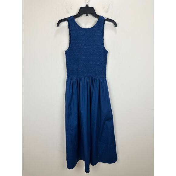 Madewell The Petite Melody Scoopback Smocked Midi Dress Blue Moon Small NWT - Picture 8 of 15